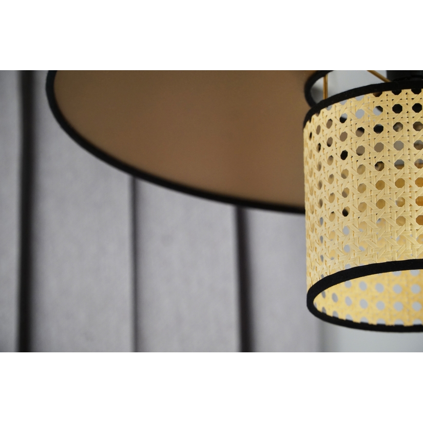 Duolla - Lámpara colgante TOKYO RATTAN 1xE27/15W/230V diá. 50 cm dorado/ratán