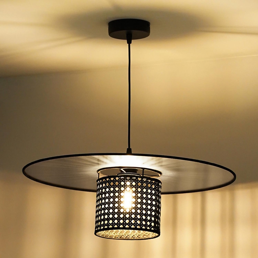 Duolla - Lámpara colgante TOKYO RATTAN 1xE27/15W/230V diá. 50 cm negro/plata