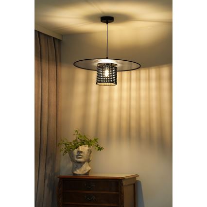 Duolla - Lámpara colgante TOKYO RATTAN 1xE27/15W/230V diá. 50 cm negro/plata