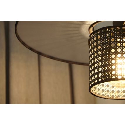 Duolla - Lámpara colgante TOKYO RATTAN 1xE27/15W/230V diá. 50 cm negro/plata