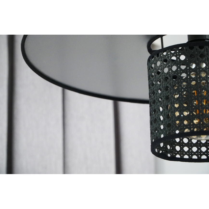 Duolla - Lámpara colgante TOKYO RATTAN 1xE27/15W/230V diá. 50 cm negro/plata