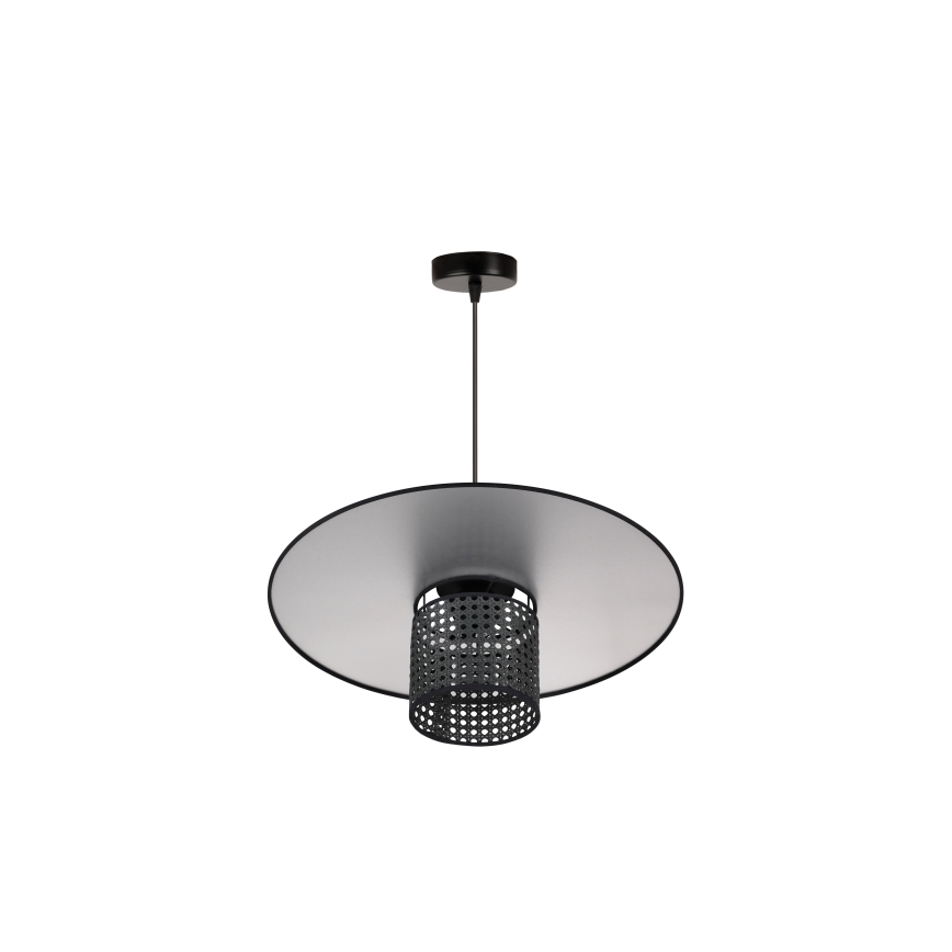 Duolla - Lámpara colgante TOKYO RATTAN 1xE27/15W/230V diá. 50 cm negro/plata