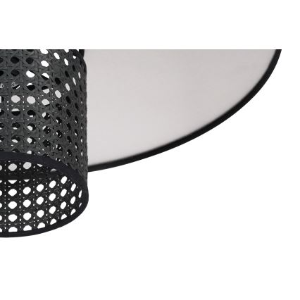 Duolla - Lámpara colgante TOKYO RATTAN 1xE27/15W/230V diá. 50 cm negro/plata