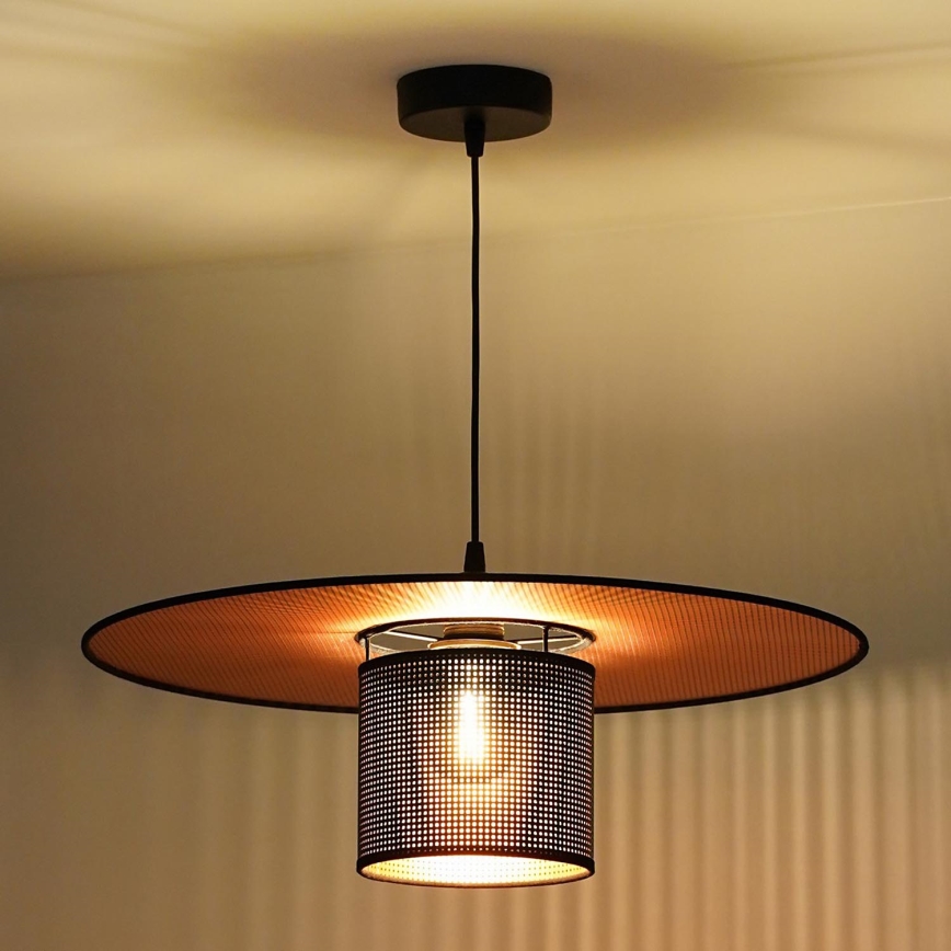 Duolla - Lámpara colgante TOKYO SHINY 1xE27/15W/230V diá. 50 cm negro/cobre