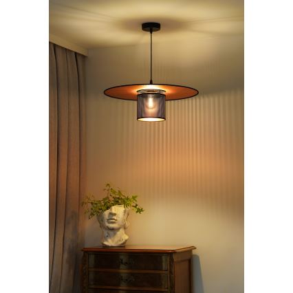 Duolla - Lámpara colgante TOKYO SHINY 1xE27/15W/230V diá. 50 cm negro/cobre