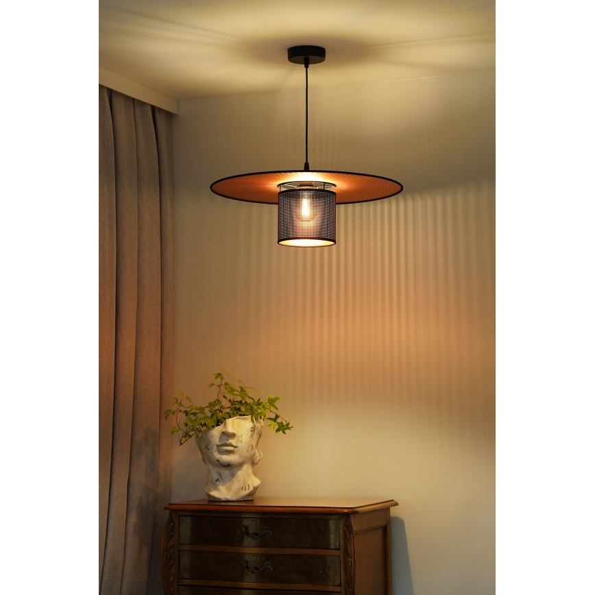 Duolla - Lámpara colgante TOKYO SHINY 1xE27/15W/230V diá. 50 cm negro/cobre