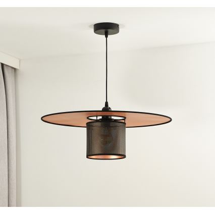 Duolla - Lámpara colgante TOKYO SHINY 1xE27/15W/230V diá. 50 cm negro/cobre