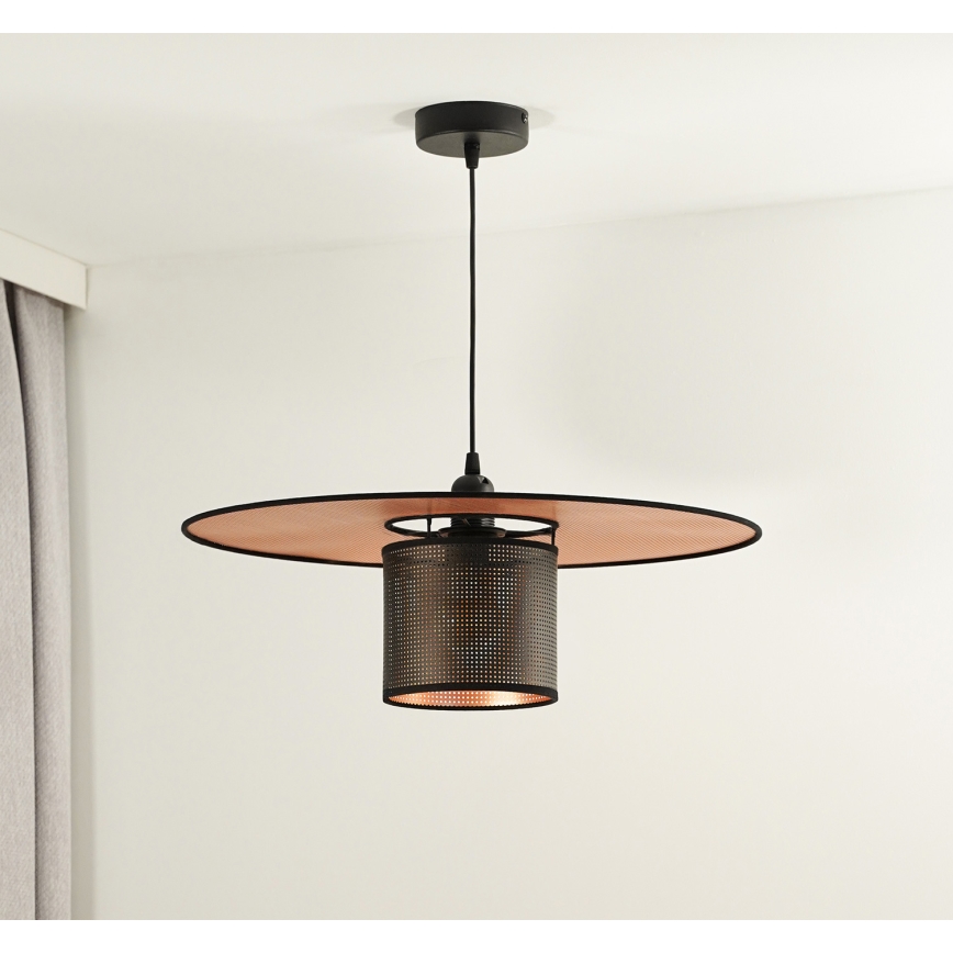 Duolla - Lámpara colgante TOKYO SHINY 1xE27/15W/230V diá. 50 cm negro/cobre