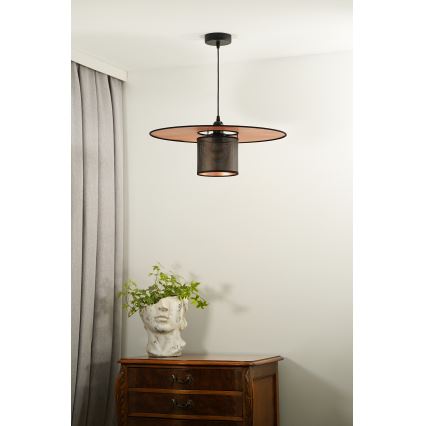 Duolla - Lámpara colgante TOKYO SHINY 1xE27/15W/230V diá. 50 cm negro/cobre