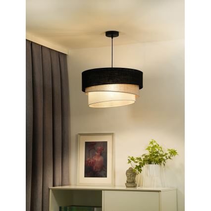Duolla - Lámpara colgante TRIO 1xE27/15W/230V diá. 45 cm negro/gris/blanco