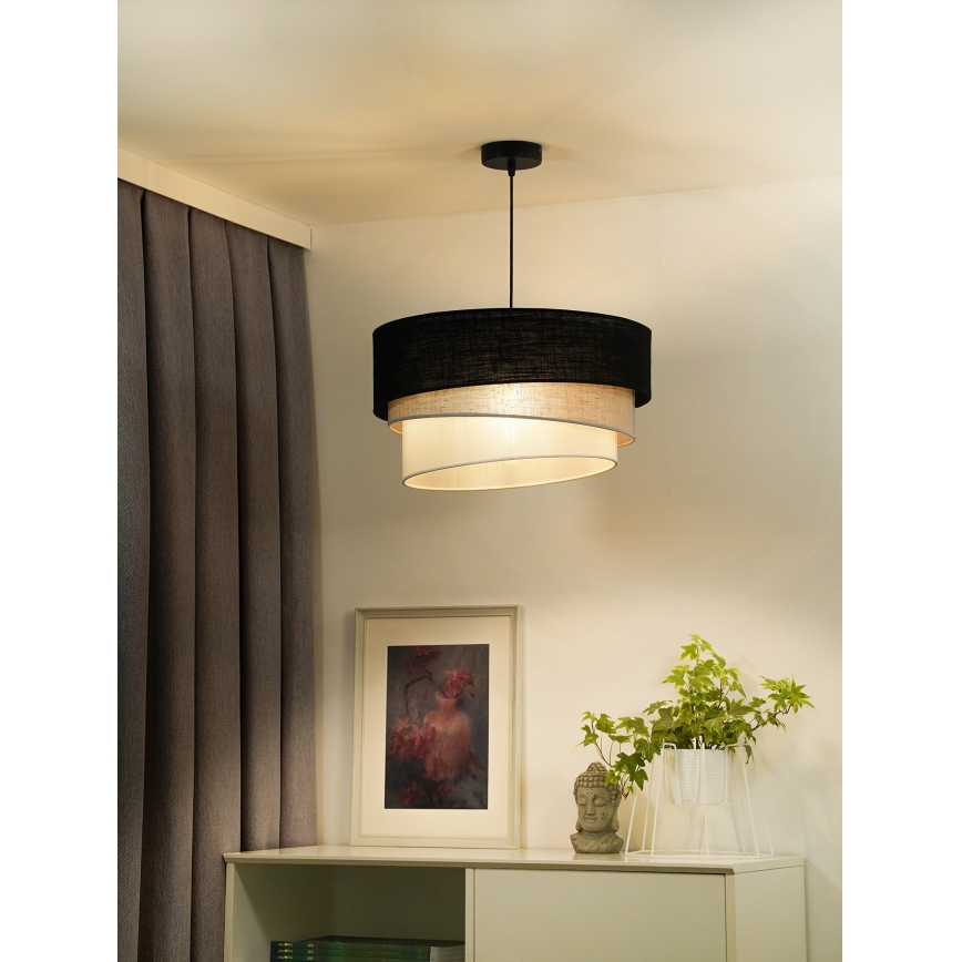 Duolla - Lámpara colgante TRIO 1xE27/15W/230V diá. 45 cm negro/gris/blanco