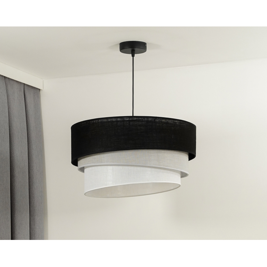 Duolla - Lámpara colgante TRIO 1xE27/15W/230V diá. 45 cm negro/gris/blanco