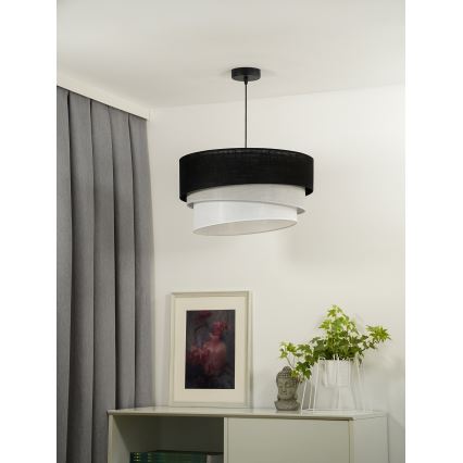 Duolla - Lámpara colgante TRIO 1xE27/15W/230V diá. 45 cm negro/gris/blanco