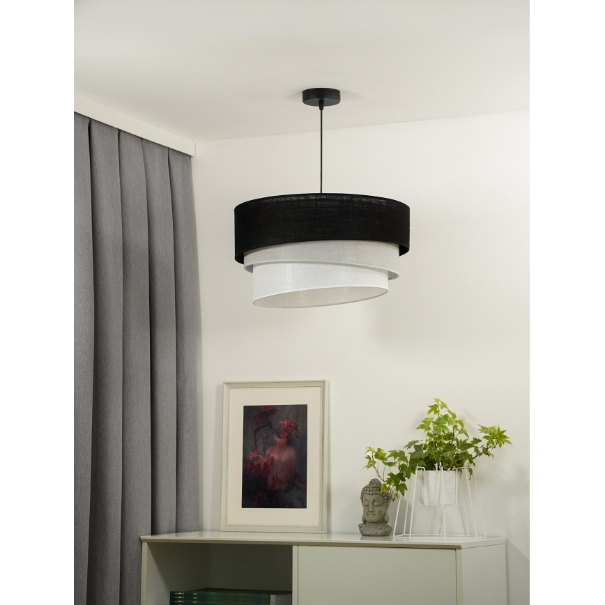 Duolla - Lámpara colgante TRIO 1xE27/15W/230V diá. 45 cm negro/gris/blanco