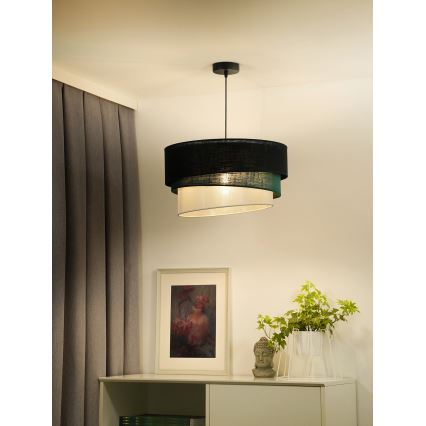Duolla - Lámpara colgante TRIO 1xE27/15W/230V diá. 45 cm negro/verde/blanco