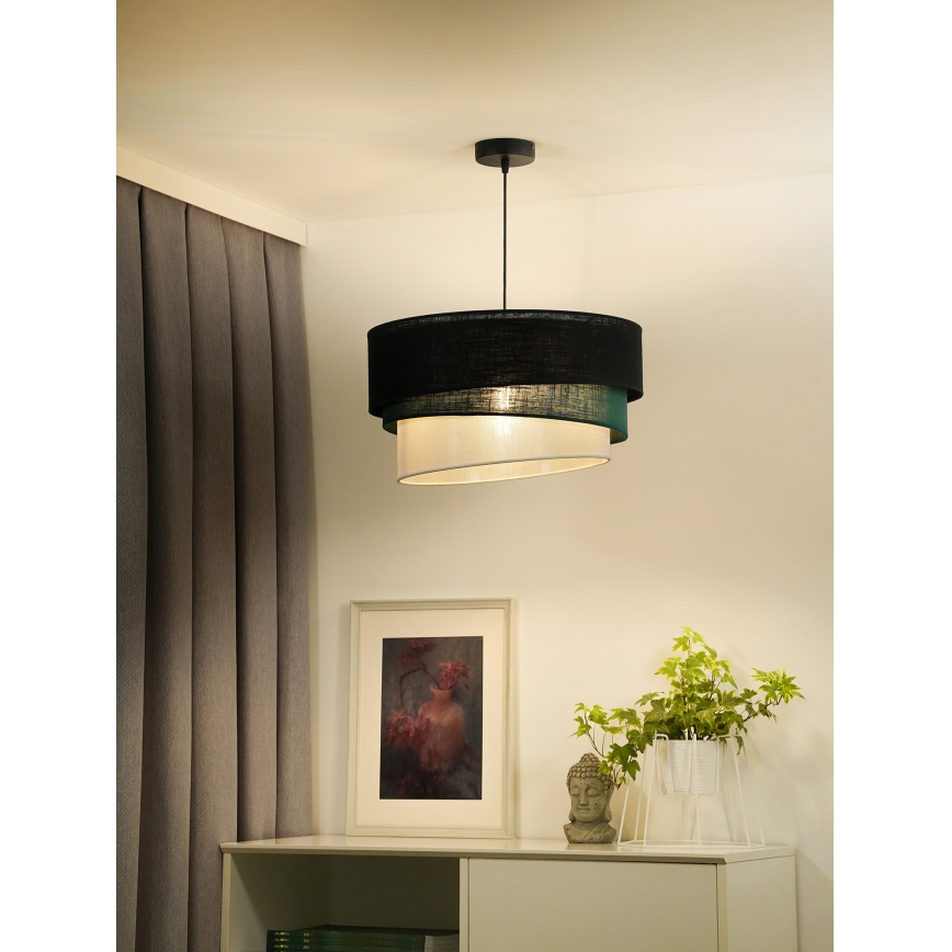 Duolla - Lámpara colgante TRIO 1xE27/15W/230V diá. 45 cm negro/verde/blanco
