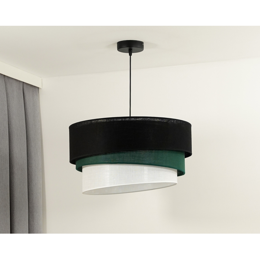 Duolla - Lámpara colgante TRIO 1xE27/15W/230V diá. 45 cm negro/verde/blanco