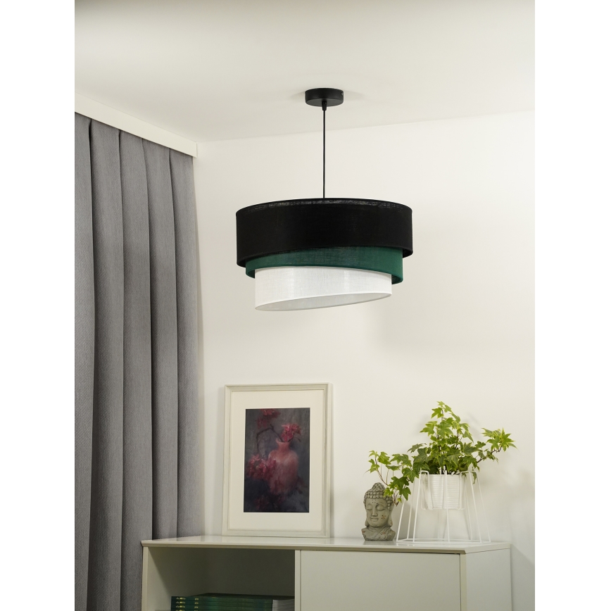 Duolla - Lámpara colgante TRIO 1xE27/15W/230V diá. 45 cm negro/verde/blanco