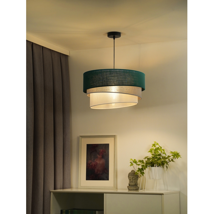 Duolla - Lámpara colgante TRIO 1xE27/15W/230V diá. 45 cm verde/gris/blanco