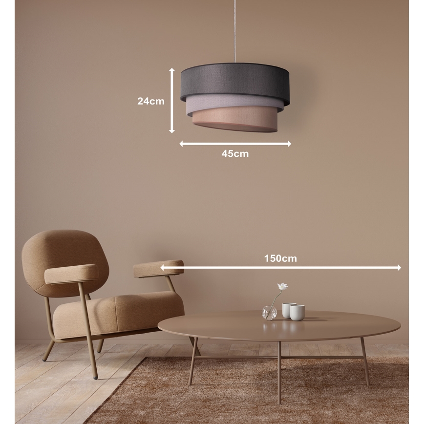 Duolla - Lámpara colgante TRIO 1xE27/40W/230V diá. 45 cm antracita/gris/marrón