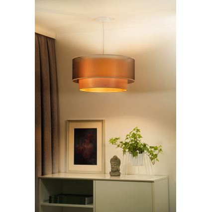 Duolla - Lámpara colgante WOOD BOHO 1xE27/15W/230V diá. 45 cm cobre/beige