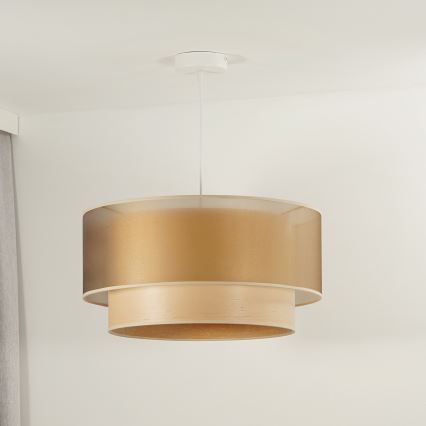 Duolla - Lámpara colgante WOOD BOHO 1xE27/15W/230V diá. 45 cm cobre/beige