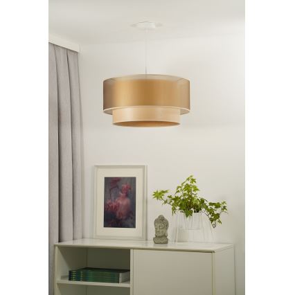 Duolla - Lámpara colgante WOOD BOHO 1xE27/15W/230V diá. 45 cm cobre/beige