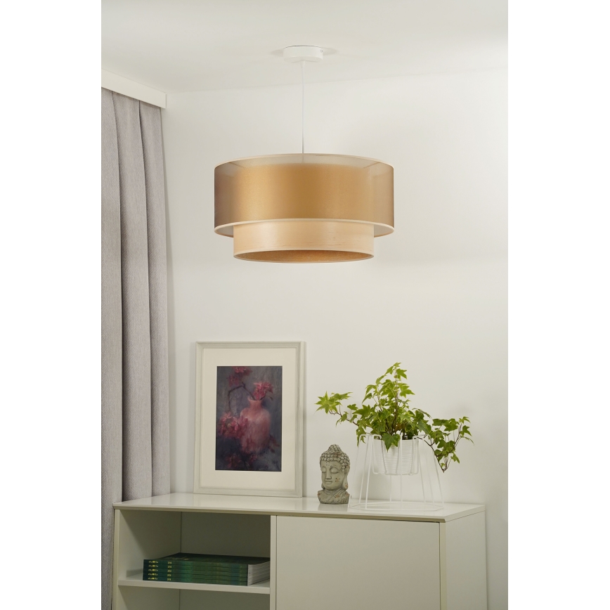 Duolla - Lámpara colgante WOOD BOHO 1xE27/15W/230V diá. 45 cm cobre/beige