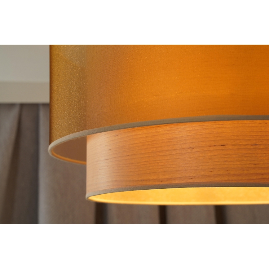 Duolla - Lámpara colgante WOOD BOHO 1xE27/15W/230V diá. 45 cm cobre/beige