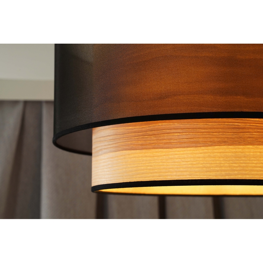 Duolla - Lámpara colgante WOOD BOHO 1xE27/15W/230V diá. 45 cm negro/beige