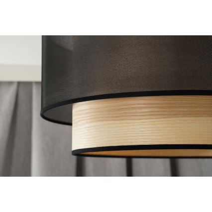 Duolla - Lámpara colgante WOOD BOHO 1xE27/15W/230V diá. 45 cm negro/beige