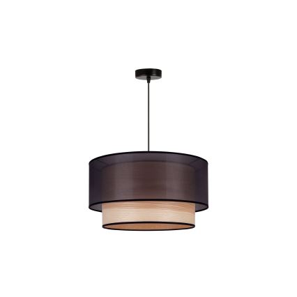 Duolla - Lámpara colgante WOOD BOHO 1xE27/15W/230V diá. 45 cm negro/beige