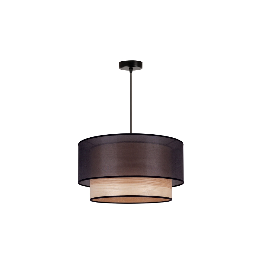Duolla - Lámpara colgante WOOD BOHO 1xE27/15W/230V diá. 45 cm negro/beige
