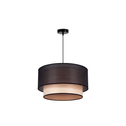 Duolla - Lámpara colgante WOOD BOHO 1xE27/15W/230V diá. 45 cm negro/beige