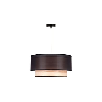 Duolla - Lámpara colgante WOOD BOHO 1xE27/15W/230V diá. 45 cm negro/beige