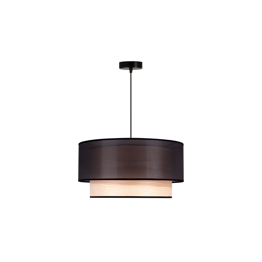 Duolla - Lámpara colgante WOOD BOHO 1xE27/15W/230V diá. 45 cm negro/beige