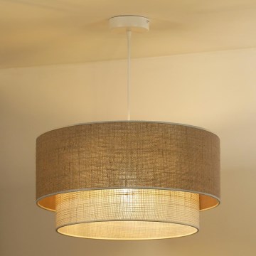 Duolla - Lámpara colgante YUTE BOHO 1xE27/15W/230V diá. 45 cm marrón/color crema