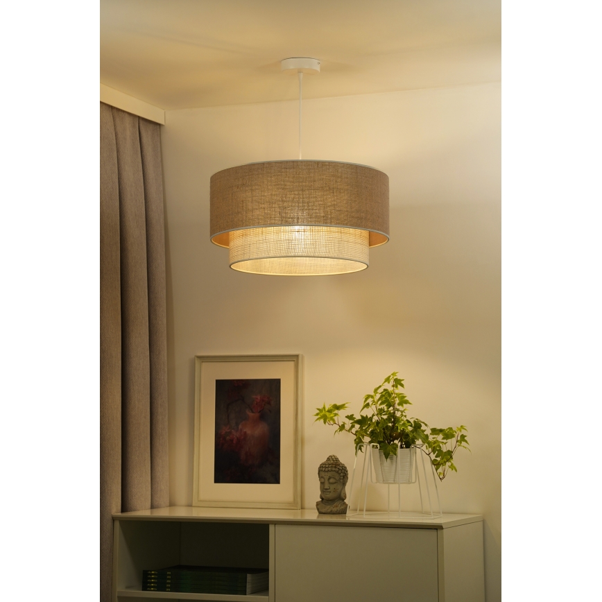 Duolla - Lámpara colgante YUTE BOHO 1xE27/15W/230V diá. 45 cm marrón/color crema