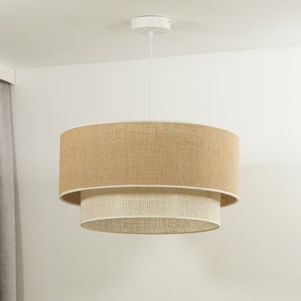 Duolla - Lámpara colgante YUTE BOHO 1xE27/15W/230V diá. 45 cm marrón/color crema