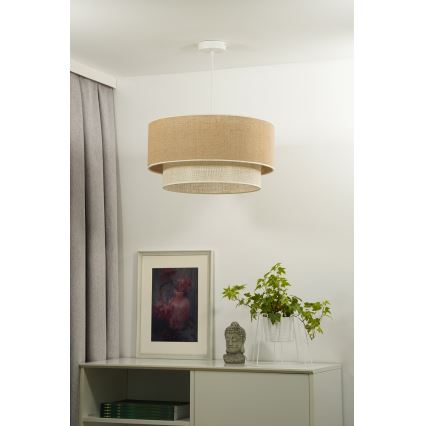 Duolla - Lámpara colgante YUTE BOHO 1xE27/15W/230V diá. 45 cm marrón/color crema