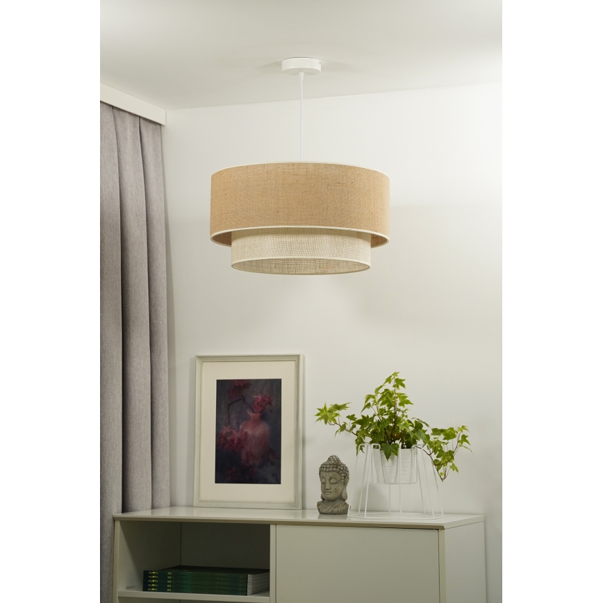 Duolla - Lámpara colgante YUTE BOHO 1xE27/15W/230V diá. 45 cm marrón/color crema