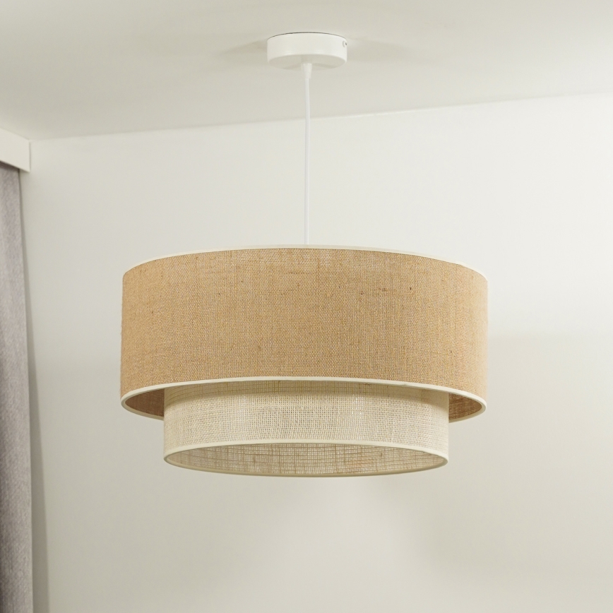 Duolla - Lámpara colgante YUTE BOHO 3xE27/15W/230V diá. 60 cm marrón/color crema