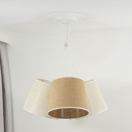 Duolla - Lámpara colgante YUTE ROSSA 3xE27/15W/230V gris/marrón