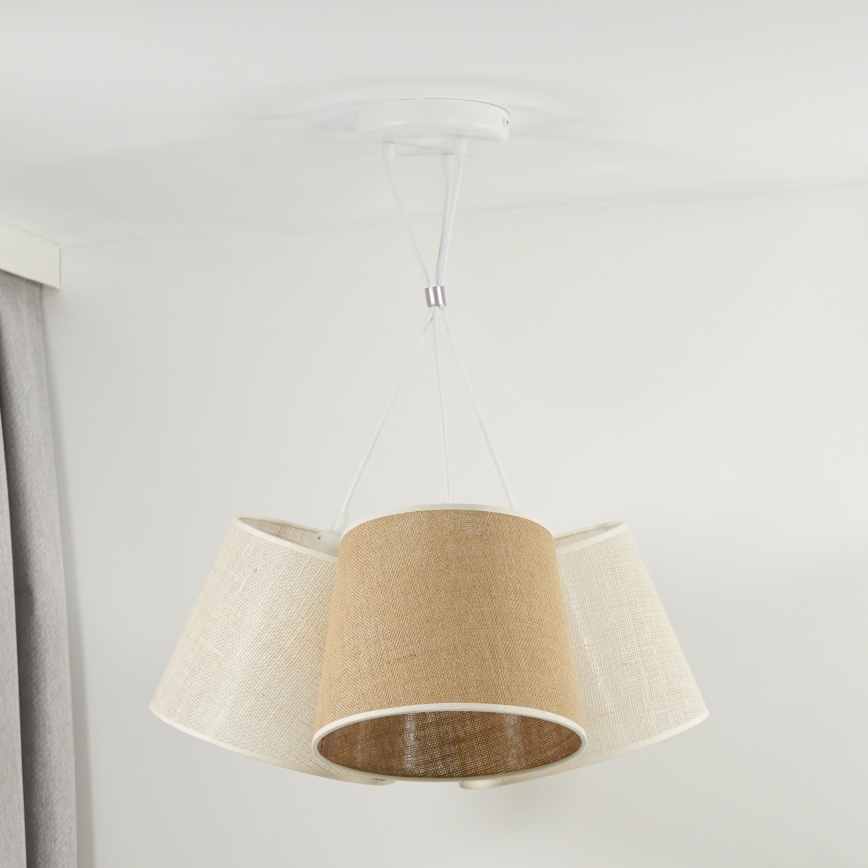 Duolla - Lámpara colgante YUTE ROSSA 3xE27/15W/230V gris/marrón