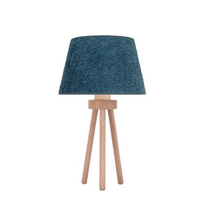 Duolla - Lámpara de mesa BOUCLE 1xE27/15W/230V diá. 28 cm turquesa/madera
