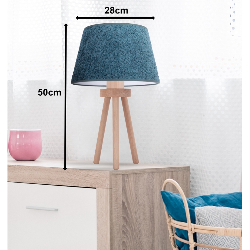 Duolla - Lámpara de mesa BOUCLE 1xE27/15W/230V diá. 28 cm turquesa/madera