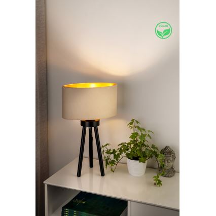 Duolla - Lámpara de mesa OVAL VEGAN 1xE27/15W/230V diá. 30 cm color crema
