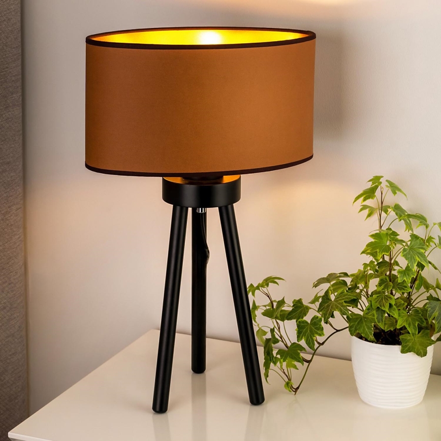 Duolla - Lámpara de mesa OVAL VEGAN 1xE27/15W/230V diá. 30 cm marrón