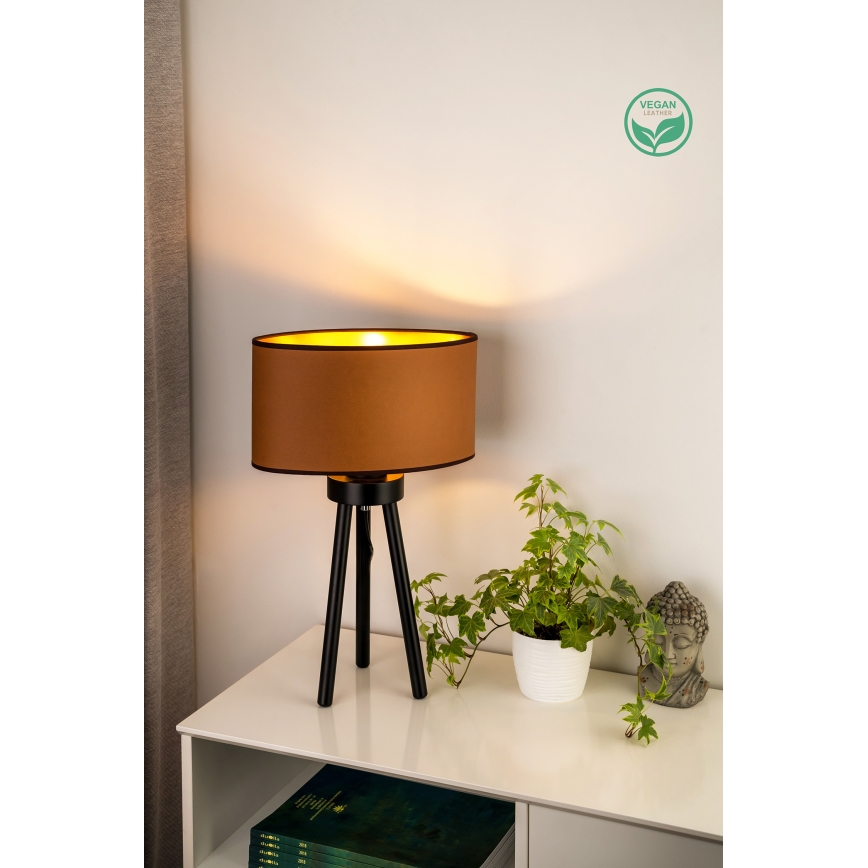 Duolla - Lámpara de mesa OVAL VEGAN 1xE27/15W/230V diá. 30 cm marrón