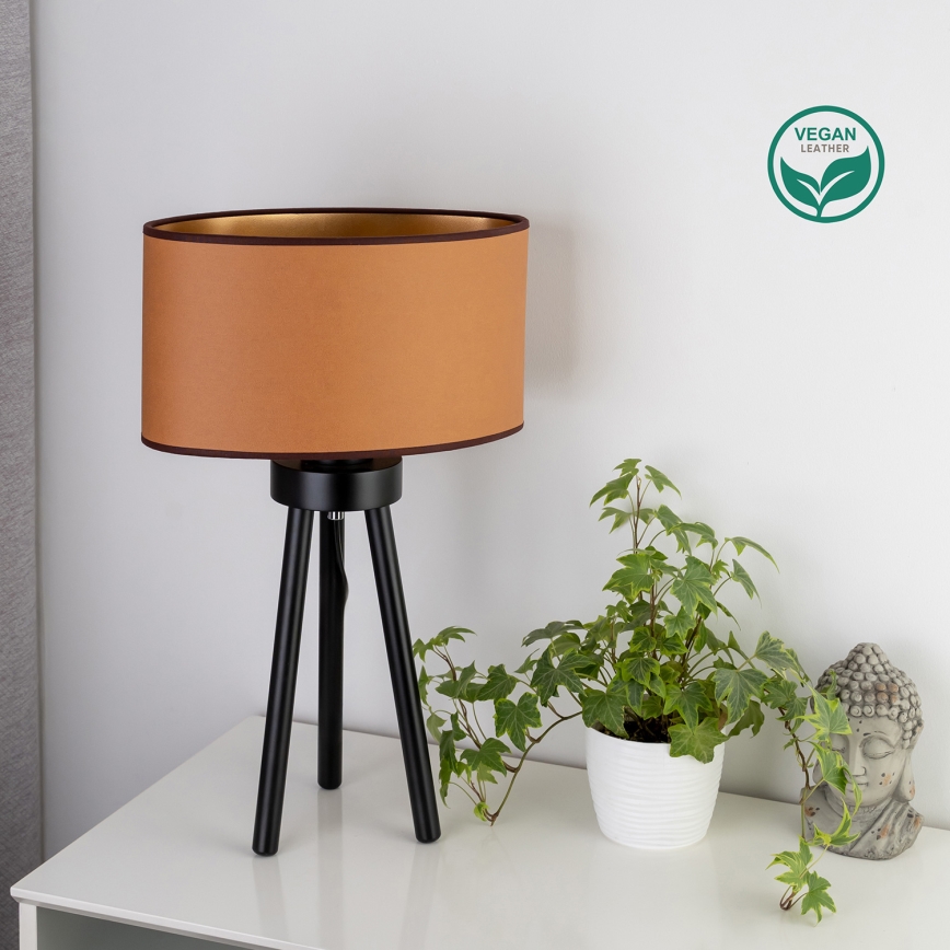 Duolla - Lámpara de mesa OVAL VEGAN 1xE27/15W/230V diá. 30 cm marrón